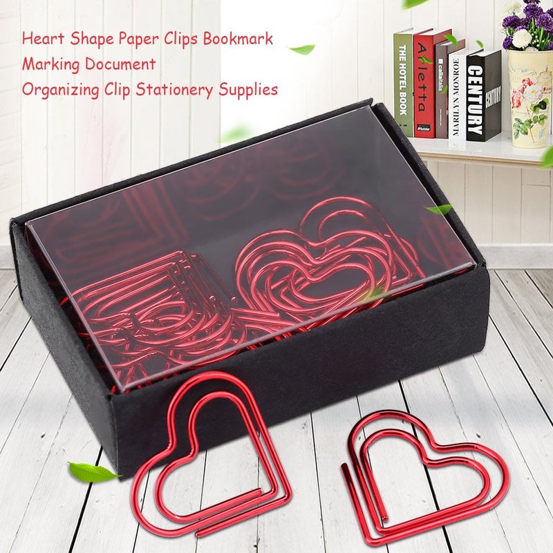 Eboxer Heart Paper Clips Small Paperclips Creative Cute Paper Clips for Paper Non Skid Usualy for Office School Book Notebook Document Organizing and so on (12 Pieces - Red) - Image 2